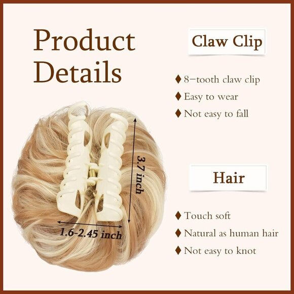 Claw Clip Messy Bun Hair Piece Wavy Curly Synthetic Easy To Use Elegant main image 6